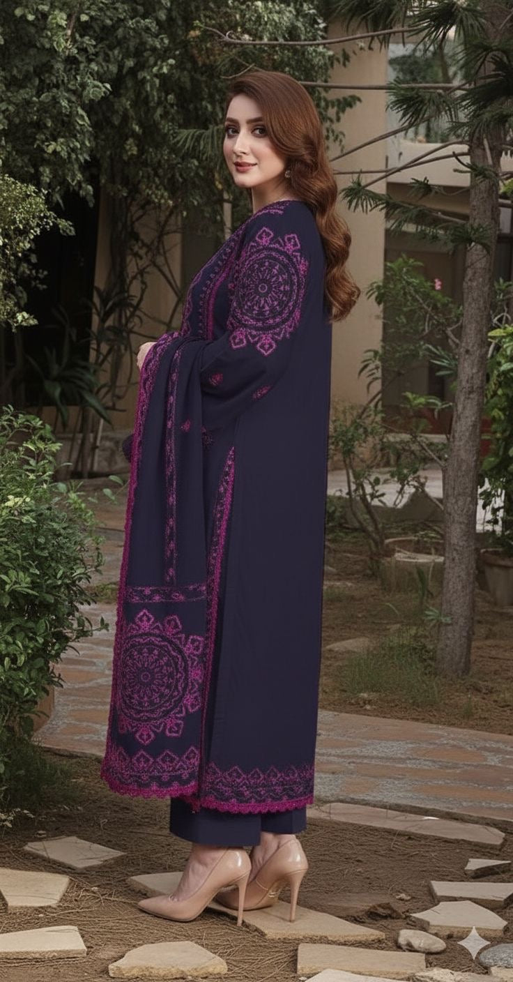 ANEELAS DHANK UNSTITCHED EMBROIDERED 3pc