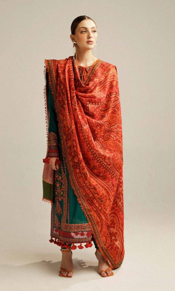 HUSSAIN REHAR DHANK EMBROIDERED UNSTITCH 3pc
